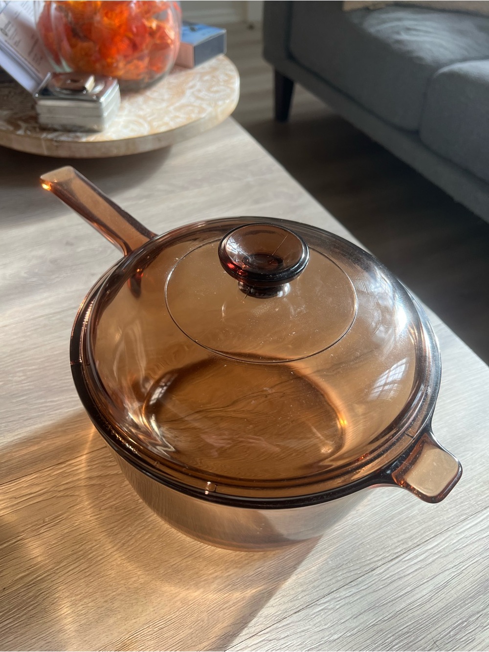 Corning Vision Ware 2.5L Pyrex Amber Glass Pot Sauce Pan